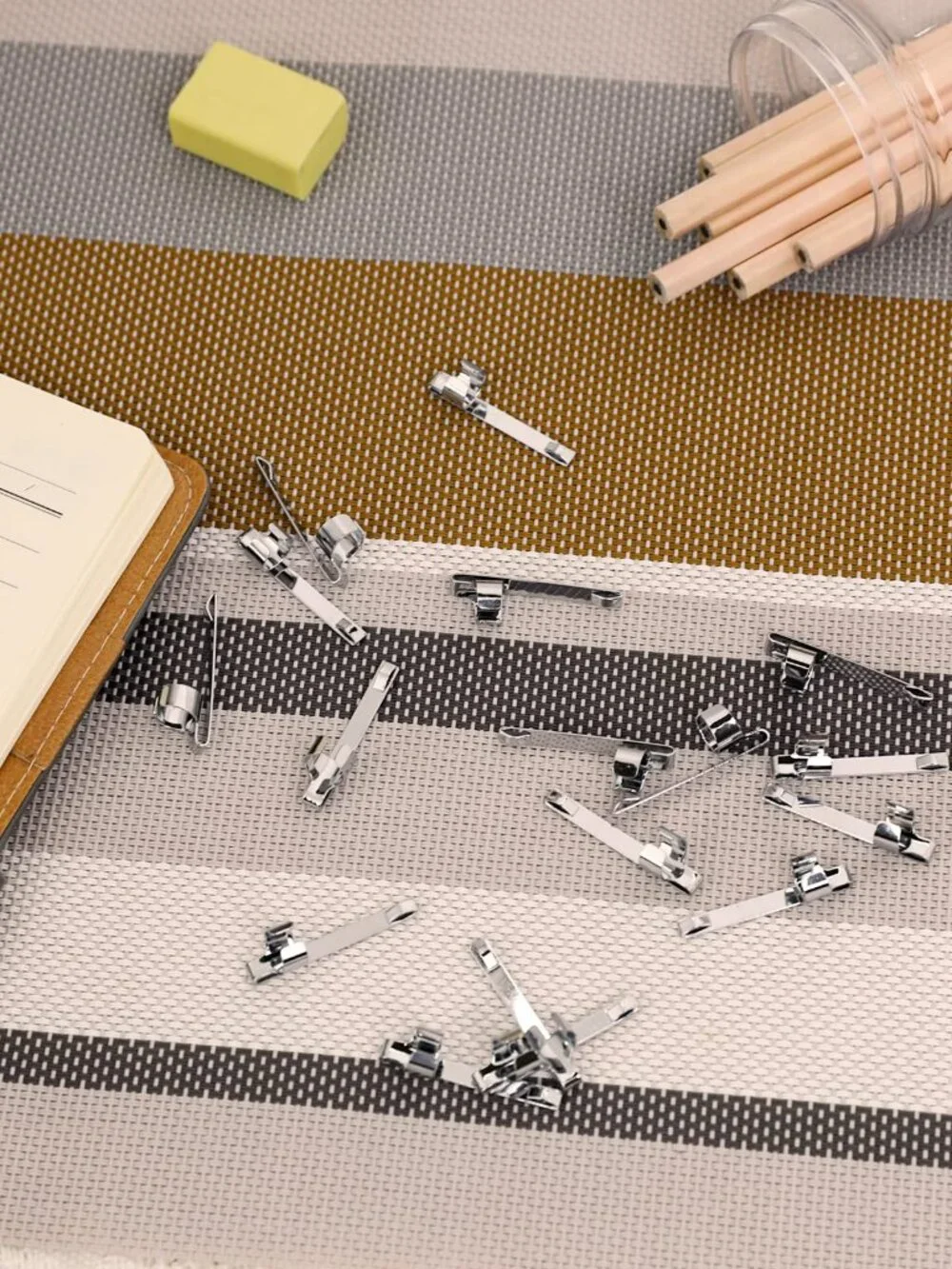20 Pieces Metal Pen Clips Pencil Holder Clip Snap in Pencil Clips Slide on Penci